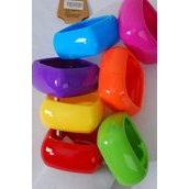 Bracelet Bangle Acrylic Hinge Square Multi/DZ **Hinge** Size-2.75&quot;x 1.25&quot; Dia Wide,2 Red,2 Fuchsia,2 Yellow,2 Blue,2 Purple,1 Lime,1 Orange,7 Color Asst,Hang Tag &amp; OPP Bag &amp; UPC Code -