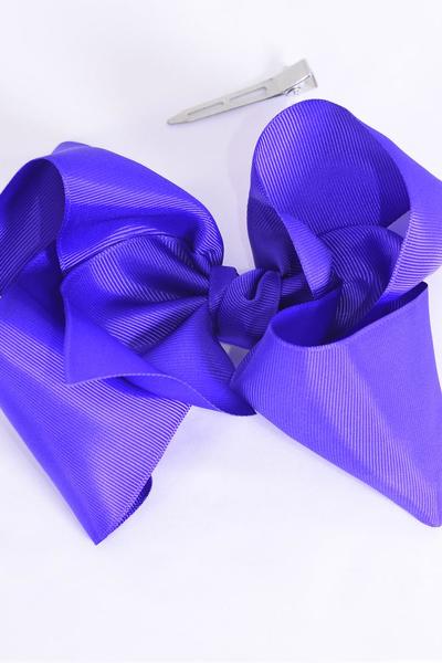 Hair Bow Jumbo Ultra Violet Grosgrain Bow-tie/DZ **Ultra Violet** Size-6"x 5" Wide,Alligator Clip,Clip Strip & UPC Code