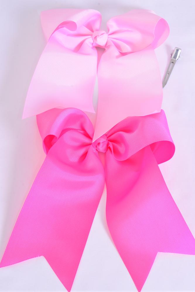 Hair Bow Extra Jumbo Long Tail Cheer Type Bow Baby Pink Hot Pink Mix ...