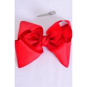 Hair Bow Jumbo Red Grosgrain Bow-tie/DZ **Red** Size-6"x 5",Alligator Clip,Clip Strip & UPC Code