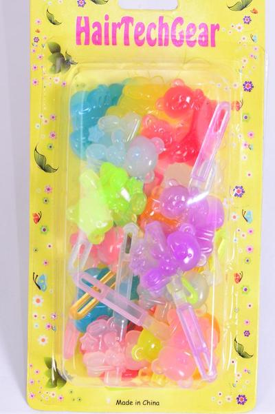 Barrettes Teddy Bear Mix / 12 Card = Dozen Choose Colors , Each Card have UPC Code , 12 Card = Dozen 