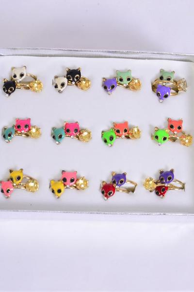 Rings 36 pcs 2 pcs Fox Enamel 1 Diamond Ring Mix Multi / 36 pcs rings = Disply Adjustable , Pr Color Mix ,1 Dz Velvet Display Window Box & OPP bag & UPC Code 
