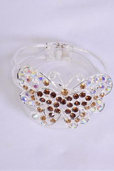 Bracelet Bangle Hinge Rhinestone Butterfly / PC   Hinge , Butterfly Size - 2.5" x 1.75" Wide , Display Card & OPP Bag
