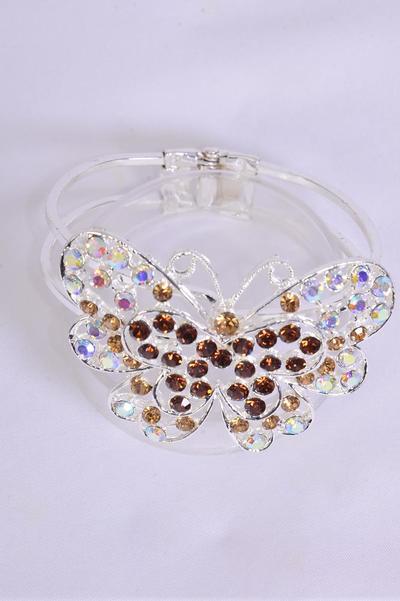 Bracelet Bangle Hinge Rhinestone Butterfly / PC  Hinge , Butterfly Size - 2.5" x 1.75" Wide , Display Card & OPP Bag