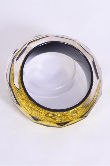 Bracelet Bangle Poly Gold Metallic Diamond Cut / PC Gold , Size - 1" x 2.75" Dia Wide , W Opp Bag