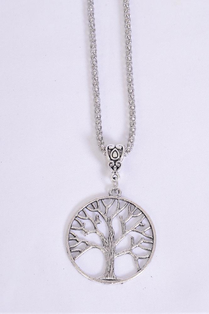 Necklace Silver Chain Tree of Life Double Sided/DZ match 01217 Pendant