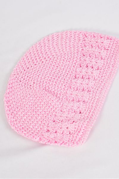 Kufi hat Hand Crocheted 100% Cotton Beanie Skull Cap Hat Stretch / 12 pcs = Dozen Stretch , One Size , Choose Colors , OPP Bag