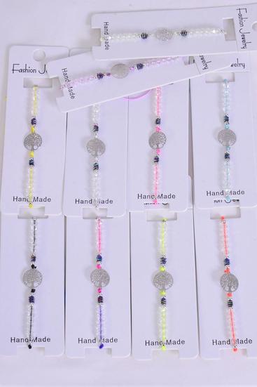 Bracelet Tree Of Life Filigree Silver  Stainless Steel Seashell Mix / 12 pcs = Dozen Pull-String , Adjustable , 2 White , 2 Pink , 2 Purple , 2 Blue , 2 Yellow , 1 Mint Green ,1 Orange Mix , Individual Hang tag & OPP Bag & UPC Code