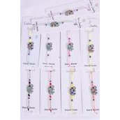 Bracelet Cute Elephant Glass Crystal Beads Multi/DZ **Multi** Pull-String, Adjustable, 12 Color Mix,Individual Hang tag & OPP Bag & UPC Code