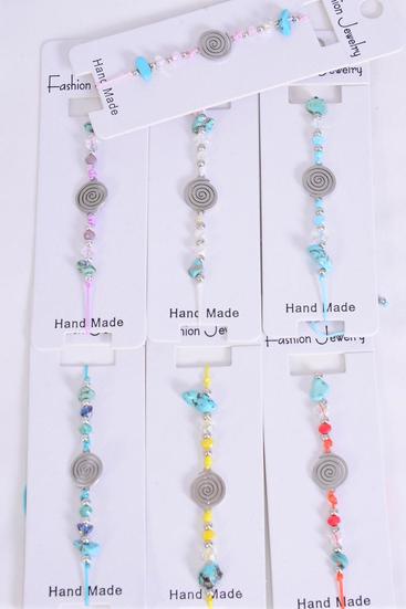 Bracelet Celtic Spiral Symbol Stainless Steel Seashell Semiprecious Stone Mix / 12 pcs = Dozen Pull-String , Adjustable , 2 White , 2 Pink , 2 Purple , 2 Blue , 2 Yellow , 1 Mint Green , 1 Orange Mix , Individual Hang tag & OPP Bag & UPC Code