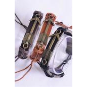 Bracelet Real Leather Band Gold Arrow/DZ **Adjustable** Unisex, Adjustable,4 of each Pattern Asst,Individual Hang tag &amp; OPP Bag &amp; UPC Code