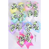 Hair Bow Jumbo Double Layered Panda Bear Charm Grosgrain Bow-tie Pastel/DZ **Pastel** Alligator Clip,Size-6"x 6" Wide,2 White,2 Pearl Pink,2 Lavender,2 Hot Pink,2 Mint Green,1 Blue,1 Yellow,7 Color Mix,Clip Strip & UPC Code