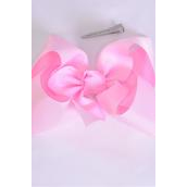 Hair Bow Extra Jumbo Cheer Type Bow Baby Pink Grosgrain Bow-tie/DZ **Baby Pink** Size-8"x 7" Wide,Alligator Clip,Clip Strip & UPC Code