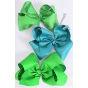 Hair Bow Extra Jumbo Cheer Type Bow Irish Green Mix Grosgrain Bow-tie/DZ **Green Mix** Size-8&quot;x 7&quot; Wide,Alligator Clip,4 Kelly Green,4 Classic Green,4 Jade Green Asst,Clip Strip &amp; UPC Code