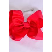 Hair Bow Jumbo Poppy Red 6&quot;x 5&quot; Grosgrain Bow-tie/DZ **Poppy Red** Alligator Clip,Size-6&quot;x 5&quot; Wide,Clip Strip &amp; UPC Code