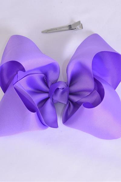 Hair Bow Jumbo Light Purple Grosgrain Bow-tie / 12 pcs Bow = Dozen Light Purple , Alligator Clip , Size - 6" x 5" Wide , Clip Strip & UPC Code