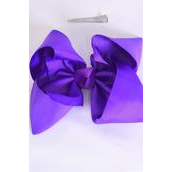 Hair Bow Extra Jumbo Cheer Type Bow Violet Grosgrain Bow-tie/DZ **Violet** Size-8&quot;x 7&quot; Wide,Alligator Clip,Clip Strip &amp; UPC Code