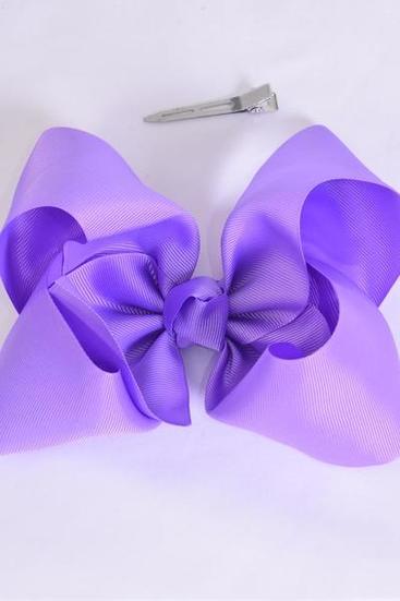 Hair Bow Jumbo Lilac Grosgrain Bow-tie / 12 pcs Bow = Dozen Lilac , Alligator Clip , Size - 6" x 5" Wide , Clip Strip & UPC Code