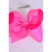 Hair Bow Large Hot Pink Grosgrain Bow-tie/DZ **Hot Pink** Alligator Clip,Size-4&quot;x 3&quot; Wide,Clip Strip &amp; UPC Code