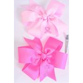 Hair Bow Jumbo Pink Studded Ribbon Grosgrain Bow-tie/DZ **Alligator Clip** Size-6&quot;x 6&quot; Wide,6 Hot Pink,6 Baby Pink Mix,Clip Strip &amp; UPC Code