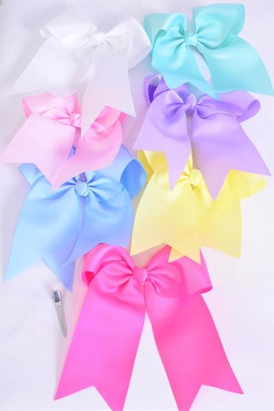 Hair Bow Extra Jumbo Long Tail Cheer Type Bow Pastel Grosgrain Bow-tie