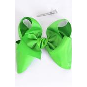 Hair Bow Extra Jumbo Cheer Type Bow Kelly Or Irish or Christmas Green Grosgrain Bow-tie/DZ **Irish Green** Alligator Clip,Size-8&quot;x 7&quot; Wide,Clip Strip &amp; UPC Code