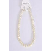 Necklace Sets 12 mm Glass Pearls Beige/DZ **Beige** Size-18&quot; Extension Chain,Hang Tag &amp; OPP Bag &amp; UPC Code
