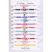 Bracelet Enamel Flamingo Multi/DZ Pull-String, Adjustable,12 Color Mix,Hang tag & OPP Bag & UPC Code,1 Dozen per Card
