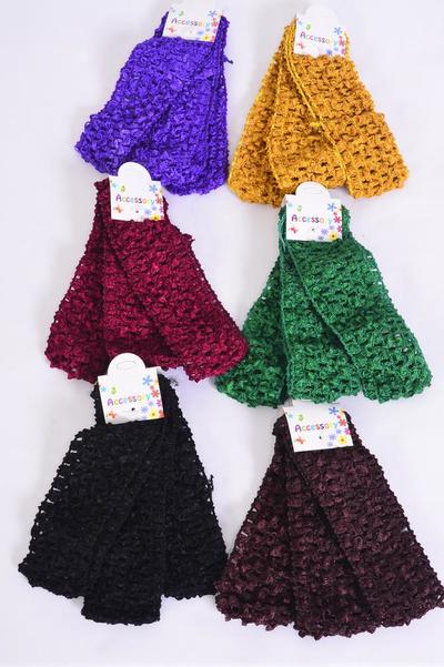 Ballerina Headband 36 pcs Dark Multi / 12 card = Dozen Stretch , Size - 1.75" Wide , 3 pcs Per Card , 12 Card = Dozen , Hang Tag & OPP Bag & UPC Code