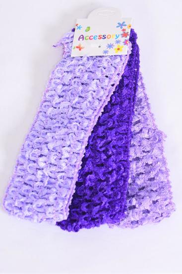 Ballerina Headband 36pcs Purple Mix / 12 card = Dozen Stretch , Size-1.75" Wide , each card has 3 pcs , 12 card = Dozen , Hang tag & UPC Code