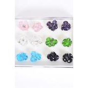 Rings Glass Crystal Charms Multi/DZ **Adjustable** Width 1.25&quot; Wide, 2 of each Color Asst,1DZ Velvet Ring Display Window Box,W OPP bag &amp; UPC Code -