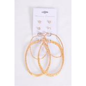 Earrings 4 pair Metal Oval loop &amp; Rhinestone Studs Mix/DZ **Post** Loop Size-1.5&quot;x 2&quot; &amp; 2&quot;x 2.5&quot; Wide,Earring Card &amp; OPP bag &amp; UPC Code,4 pair per card,12 card=Dozen -