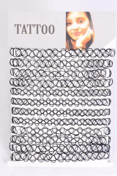 Necklace Choker Black Gothic Tattoo Henna Necklace / 12 pcs = Dozen Black , Stretch , Display Card & OPP Bag & UPC Code