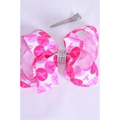 Hair Bow Jumbo Pink Ribbon Grosgrain Bow-tie/DZ Alligator Clip,Size-6&quot;x 5&quot; Wide,Clip Strip &amp; UPC Code