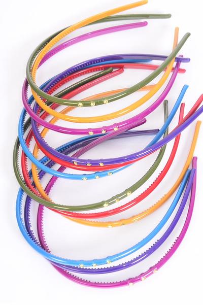 Headband Horseshoe 36 pcs Acrylic Rhinestones Dark Multi / 12 card = Dozen Dark multi , 3 of each Pattern Asst , Hang Tag & Opp Bag & UPC Code , 3 pcs per card , 12 card = Dozen