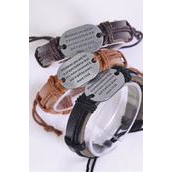 Bracelet Real Leather Band whatever you ask for in prayer  believe..../DZ **Unisex** Adjustable,4 of each Color Mix,Hang tag & OPP Bag & UPC Code