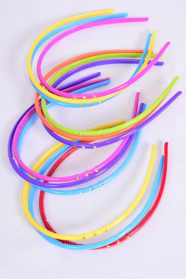 Headband Horseshoe 36 pcs Acrylic Rhinestones Multi / 12 card = Dozen Multi , 3 of each Pattern Asst , Hang Tag & Opp Bag & UPC Code , 3 pcs per card , 12 card = Dozen