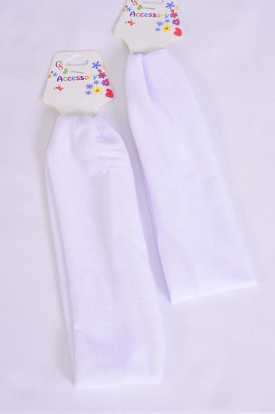 Headband Cotton Stretch White / 12 pcs = Dozen White , Stretch , Weith-2.5" Wide , Hang Tag & OPP Bag & UPC Code