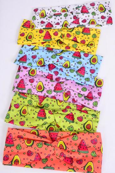 Headband Twisted Knot Cotton Stretch Avocadorable Watemelom mix/DZ **Multi** Stretch,Weith-2.5" Wide,2 of each Color Asst,Hang Tag & OPP Bag & UPC Code