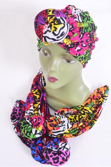Turban Headwrap Cotton Stretch Ethnic Multi/DZ 4 Of each Pattern Asst,Wrinkle Free, Super Comfort,Hang Tag & UPC Code