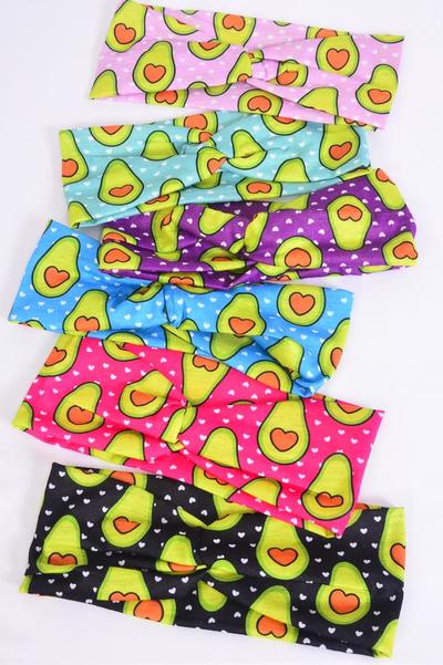 Headband Twisted Knot Cotton Stretch Aocadorable Mix / 12 pcs = Dozen Stretch , Weith-2.5" Wide , 2 of each Color Asst , Hang Tag & OPP Bag & UPC Code