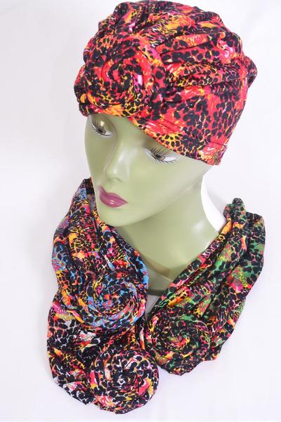 Turban Headwrap Cotton Stretch Ethnic Multi / 12 pcs = Dozen Multi , 3 Of each Pattern Asst , Wrinkle Free , Super Comfort , Hang Tag & UPC Code