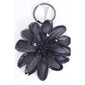 Sequin Flower Jumbo Black Alligator Clip/DZ **Black** Size-6&quot; Wide, Alligator Clip &amp; Elastic Pony &amp; Brooch,Display card &amp; UPC Code,W Clear Box
