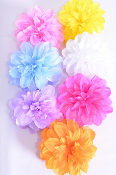 Flower Jaw Clip Bouquet Pastel / 12 pcs Jaw Clip Flower = Dozen Flower Size - 5.5" Wide , 2 Hot Pink ,1 Pink , 2 Lavender , 2 White , 2 Baby Blue , 1 Orange , 2 Yellow Color Asst , Hang Tag & UPC Code , W Clear Box