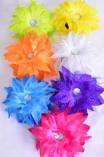 Flower Jaw Clip Bouquet Baby Breath & Stone Multi / 12 pcs Jaw Clip Flower = Dozen    Flower Size - 5.5" Wide , 2 Fuchsia , 2 Yellow , 2 Purple , 2 Blue , 2 White , 1 Orange , 1 Lime Color Mix , Hang Tag & UPC Code , Clear Box 