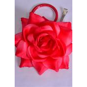 Flower Silk Tea-Rose Jumbo Poppy Red/DZ Size-6" Wide,Alligator Clip & Brooch & Elastic,Hang Tag & UPC Code,W Clear Box