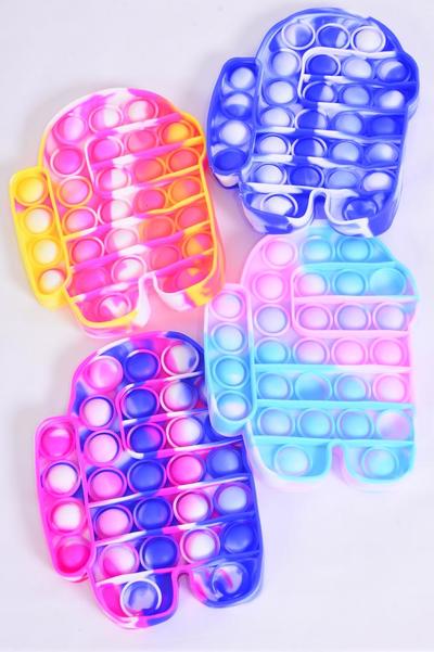 Push Pop Fidget Autism Silicone Robot Gradient Tiedy / 12 pcs = Dozen Push Pop , Robot Size - 5.75" x 4.25" Wide , 3 Of Each Color Asst , Individual OPP Bag & UPC Code