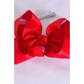 Hair Bow Jumbo Crimson Grosgrain Bow-tie/DZ **Crimson** Alligator Clip,Bow-6&quot;x 5&quot; Wide,Clip Strip &amp; UPC Code