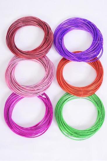 Bracelet Bangles 50 pcs Intertwined Multi / 12 pcs = Dozen Size-3" Dia Wide , 2 Ogf Each Color Asst , Hang Tag & OPP Bag & UPC Code