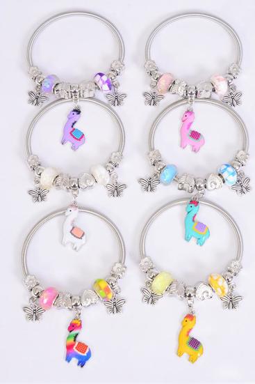 Bracelet Charm Bracelet Enamel Llama Charms Multi / 12 pcs = Dozen match 00075 Multi , 2 Of Each Pattern Asst , Hang Tag & Opp Bag & UPC Code
